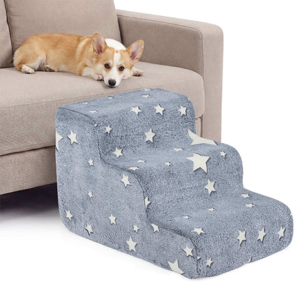 PAWROOM - Hundtrappa med 3 steg och halkskydd, grå, 60×40,5×39 cm