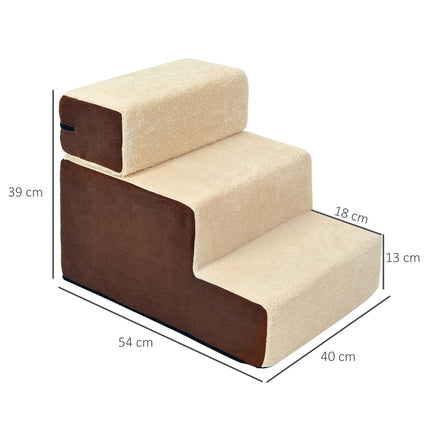 PAWROOM - Pet ladder, 3-step plush beige, 54x40x39 cm