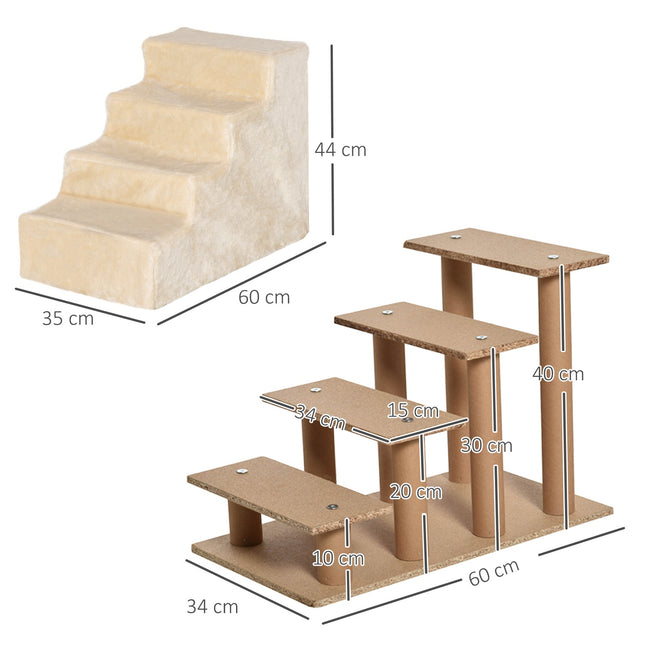 PAWROOM - Pet stairs, 4-step ramp with removable cover, beige