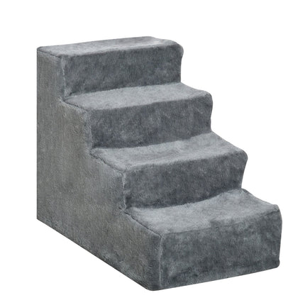 PAWROOM - Hundtrappa med 4 steg och avtagbart överdrag, grå, 60×35×44 cm