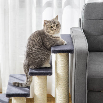 PAWROOM - Hundtrappa med 4 steg och halkskydd, grå, 60×40,5×59 cm