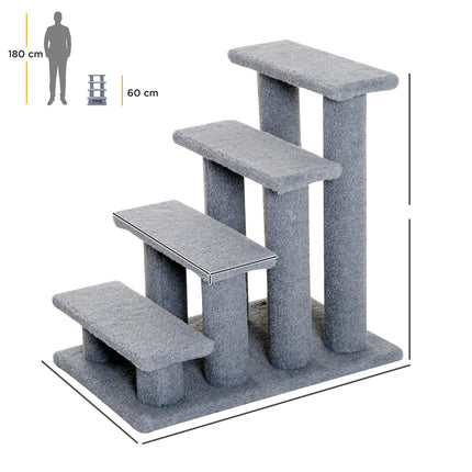 PAWROOM - Pet stairs for cats and dogs, 4 steps, gray, 63.5x43x60 cm