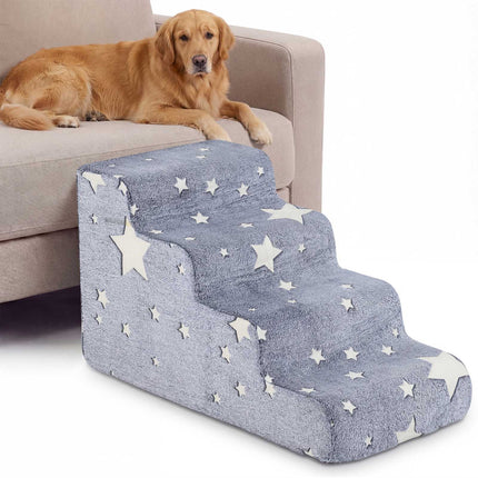 PAWROOM - Hundtrappa med 4 steg och halkskydd, grå, 80×42×48 cm