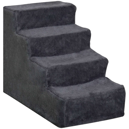 PAWROOM - Pet Stairs, 4 Steps, Removable Cover, Dark Gray, 44 cm