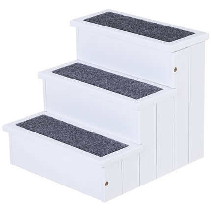 PAWROOM - Hundtrappa med halkskydd och förvaring, vit, 40,5×44,5×38 cm