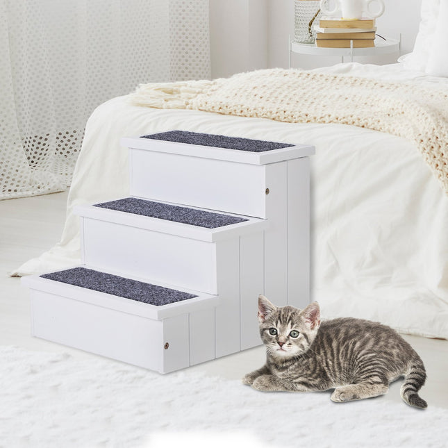 PAWROOM - Hundtrappa med halkskydd och förvaring, vit, 40,5×44,5×38 cm