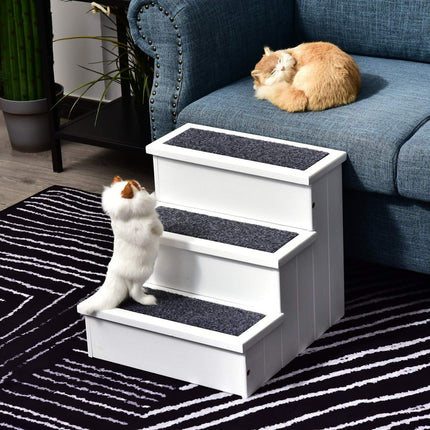 PAWROOM - Hundtrappa med halkskydd och förvaring, vit, 40,5×44,5×38 cm