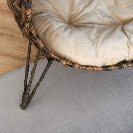 PAWROOM - Rattan Cat Bed, raised design with pillow, brown Ø52cm