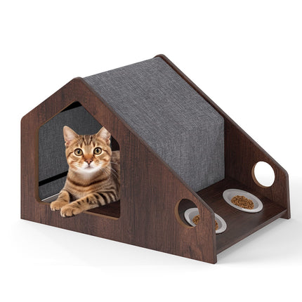 PAWROOM - Katthus för kattens egen plats i hemmet, brun/grå, 60×40×40 cm