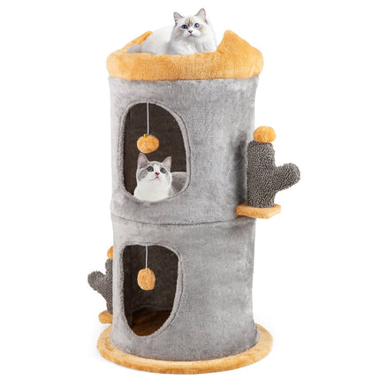 PAWROOM - Katthus för kattens egen plats i hemmet, grå/orange, 48×83 cm