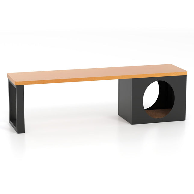 PAWROOM - Outdoor Metal Bench with Cat House, 3-Seater, 150 cm
