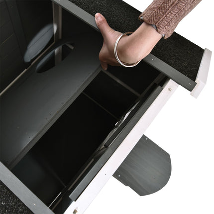 PAWROOM - Katthus för utomhusbruk med 2 nivåer, grå/vit, 78×55,5×91 cm