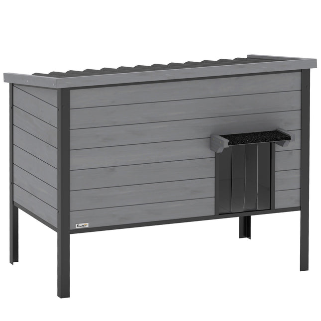 PAWROOM - Katthus med öppningsbart tak, ljusgrå/svart, 85×55×70 cm