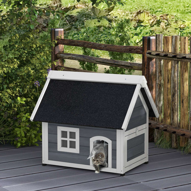 PAWROOM - Kattkoja för kattens egna sovstunder, grå/svart, 77×57,5×68 cm