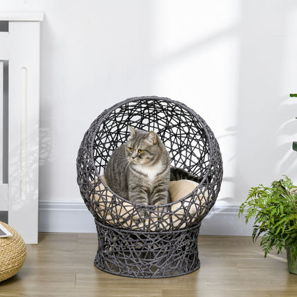 PAWROOM - Kattkoja för kattens egna sovstunder, lila/cremevit, 50×50×60 cm