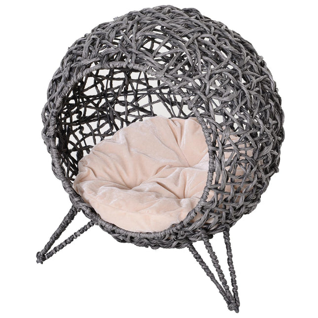 PAWROOM - Kattkoja för kattens egna sovstunder, silver/grå, Ø52×58 cm