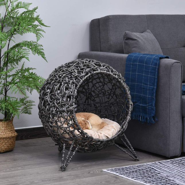 PAWROOM - Kattkoja för kattens egna sovstunder, silver/grå, Ø52×58 cm