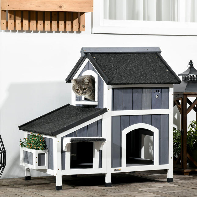 PAWROOM - Kattkoja för kattens krypin och vilostunder, grå, 96×65×85,5 cm