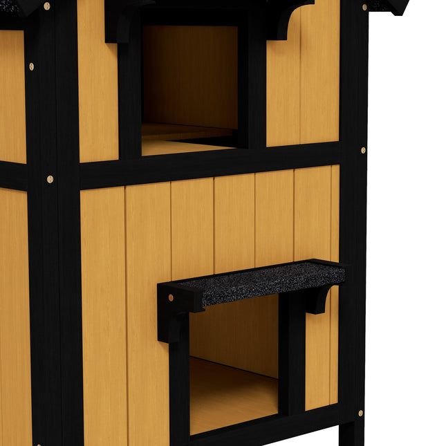 PAWROOM - Kattkoja för kattens krypin och vilostunder, gul, 96×65×85,5 cm