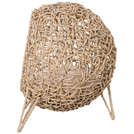 PAWROOM - Natural PE rattan house with cushions, raised feet