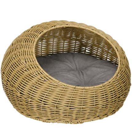 PAWROOM - Rattan house with pillow, indoor pet bed, light brown