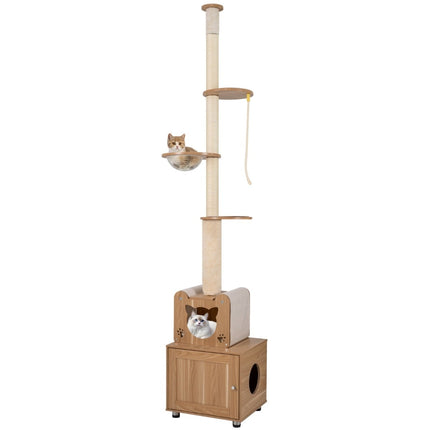 PAWROOM - Kattlådemöbel för en diskret placering av kattlådan, 67×45×256–275 cm