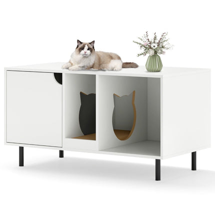PAWROOM - Cat Litter Box Cover for 2 Cats with Removable Scratching Board Hidden Cat Washroom