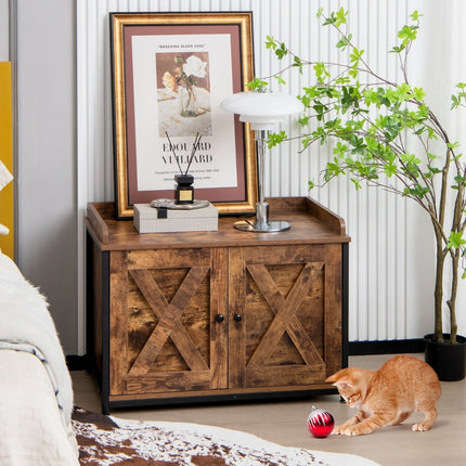 PAWROOM - Kattlådemöbel i MDF för kattlådan i hemmet, brun, 80×50×88 cm