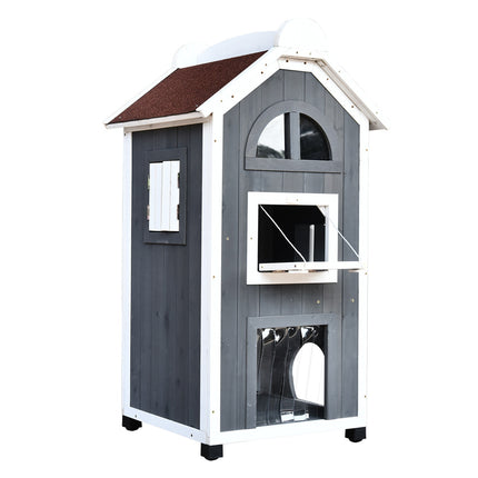 PAWROOM - Kattlådemöbel i gran för kattlådan i hemmet, grå, 59×55×109 cm
