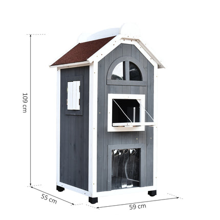 PAWROOM - Kattlådemöbel i gran för kattlådan i hemmet, grå, 59×55×109 cm