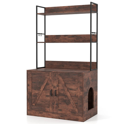 PAWROOM - Kattlådemöbel med förvaring, brun/svart, 80×48×145 cm
