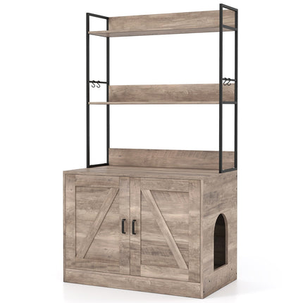 PAWROOM - Kattlådemöbel med förvaring, grå/svart, 80×48×145 cm