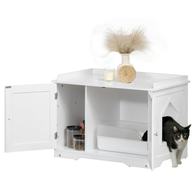 PAWROOM - White cat litter box with adjustable divider 86cm