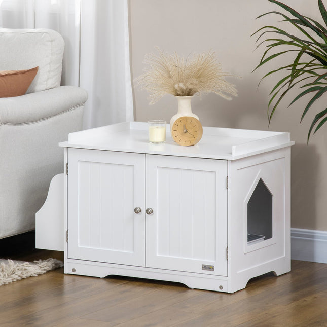 PAWROOM - White cat litter box with adjustable divider 86cm