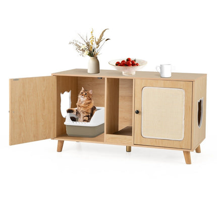 PAWROOM - Kattlådemöbel med klösbräda och dubbla dörrar, 108×50×60 cm