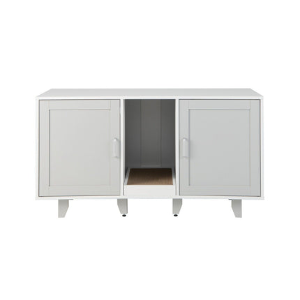 PAWROOM - Kattlådemöbel med klösbräda och förvaring, ljusgrå, 120×52×65 cm