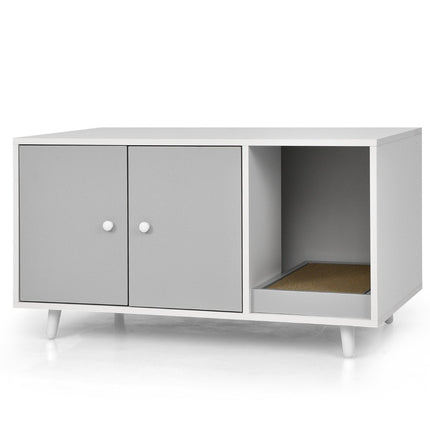 PAWROOM - 2 in 1 side table & cat cabinet with scratching board cat toilet coffee table 90 x 50 x 50 cm gray