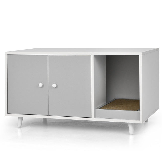 PAWROOM - Kattlådemöbel med sidobordsfunktion, grå, 50×50×90 cm