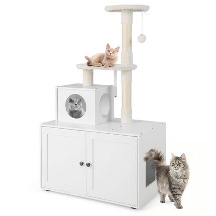 PAWROOM - Kattlådemöbel med ventilation, vit, 77,5×48,5×132 cm