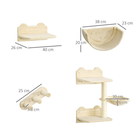 PAWROOM - Cat climbing wall set with stairs & hammock for small cats