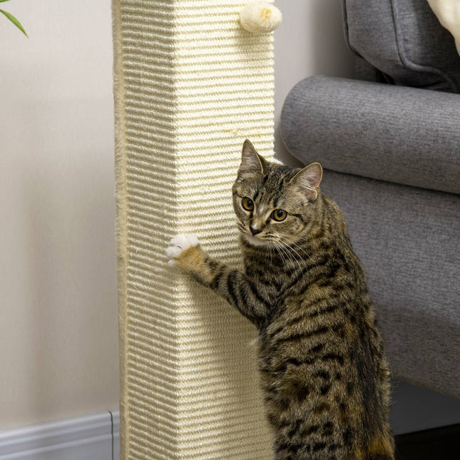 PAWROOM - Klösmöbel med sisal och leksak, cremevit, 38×38×80 cm