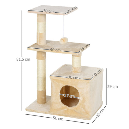 PAWROOM - Sisal Cat scratching post, soft plush, stable, 50x30x80 cm