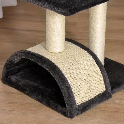 PAWROOM - Klösmöbel med sisal och mjuk plysch, mörkgrå/beige, 40×35×72 cm