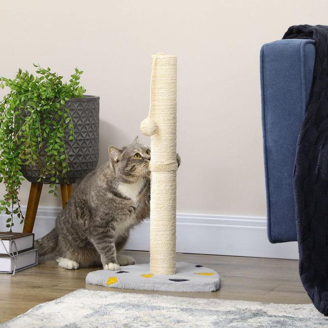 PAWROOM - Klöspelare med jute och leksak, ljusgrå/beige, 62 cm