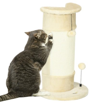 PAWROOM - Klöspelare med sisal och mjuk plysch, cremevit, 58 cm