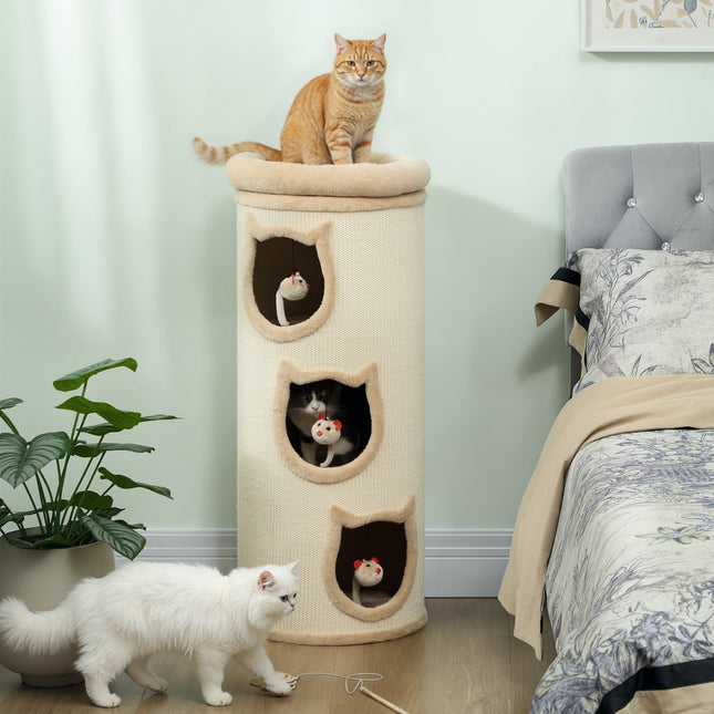 PAWROOM - Klösträd för kattens egna klösstunder, cremevit/beige, Ø38×96 cm