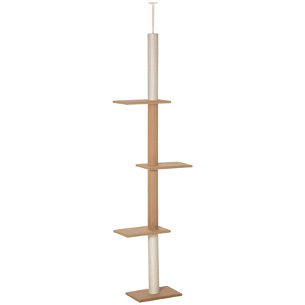 PAWROOM - Cat climbing tree, height adjustable scratching post, khaki