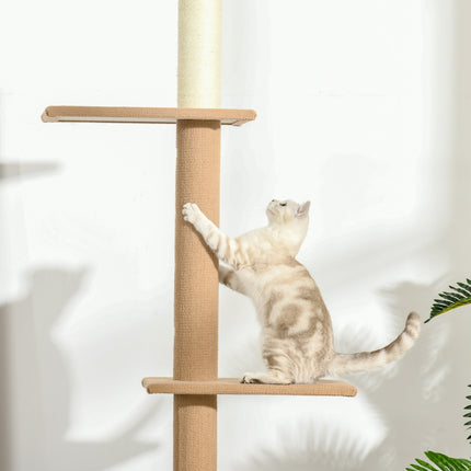 PAWROOM - Cat climbing tree, height adjustable scratching post, khaki
