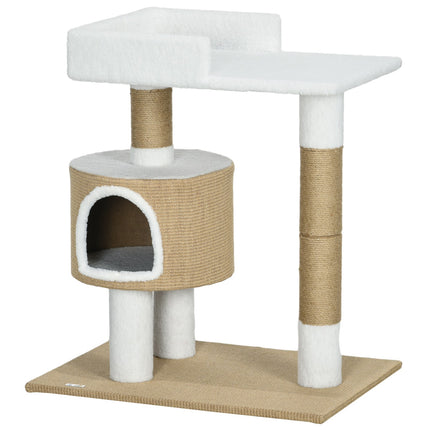 PAWROOM - Cat tree scratching post, 79 cm with cave and bed, jute
