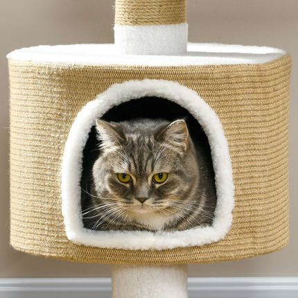 PAWROOM - Cat tree scratching post, 79 cm with cave and bed, jute